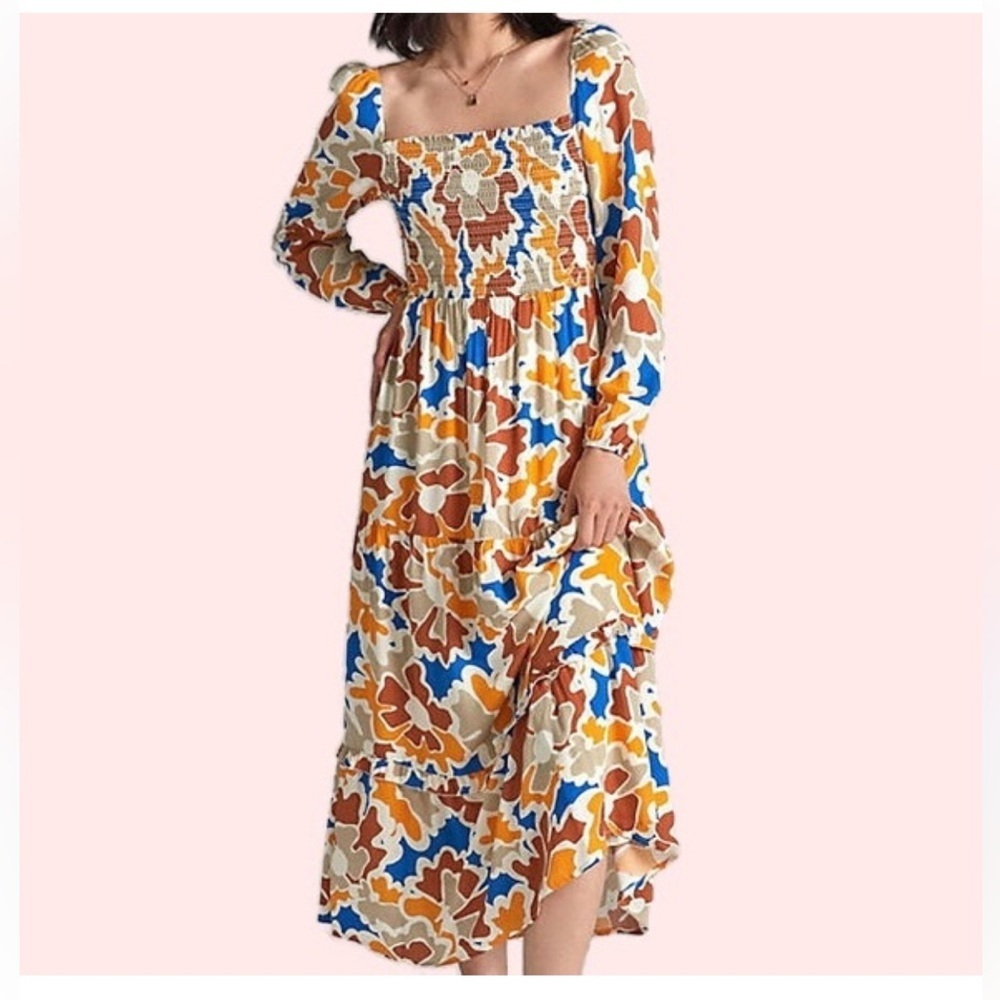 Anthropologie dolan Long Sleeve Smocked Floral Midi Dress Women’s Medium